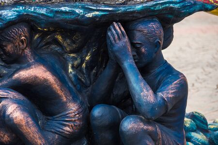 Loei province, Thailand - July, 06, 2019 : Buddhist sculpture of the temple Wat Pa Huay Lad, Loei, Thailandのeditorial素材
