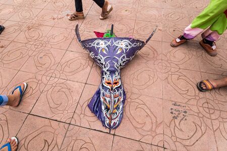 Loei province ,Thailand -  July, 06, 2019 : Ghost Festival Phi Ta Khon.People are enjoy dressing with colorful clothes made from wood handmake  in Loei province ,Thailandのeditorial素材