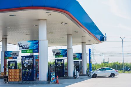 Bangkok, Thailand - September, 29, 2019 : PTT Gas Station Petrol Business Shops Rental Restaurants Popular Services Asia at Bangkok, Thailandのeditorial素材