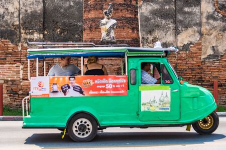 Ayutthaya, Thailand - September, 29, 2019 :Tuk tuk Ancient taxi of Thailand,Taxis and tourist...