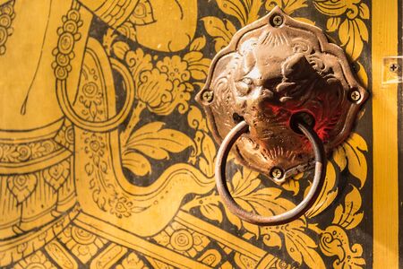 Lion singha head door knobの写真素材