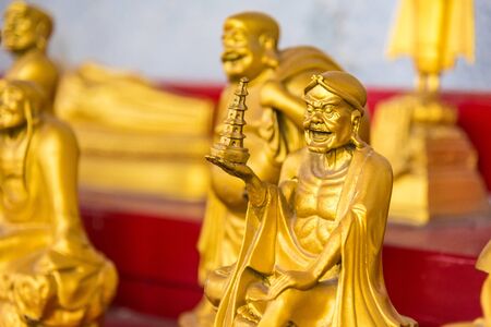 Golden Buddha  style pattern at Wat Leng Nei Yee 2 Temple.Bangkok, Thailandの写真素材