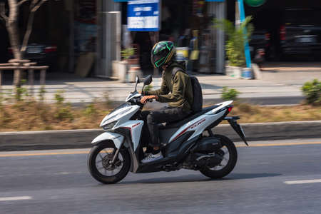 Bangkok, Thailand - March, 04, 2020 : Motion Blurred panning photo of Unidentified name people...