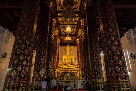 Ayutthaya, Thailand - June, 22, 2020 : Golden buddha image in ancient temple in Ayutthaya , Thailandのeditorial素材