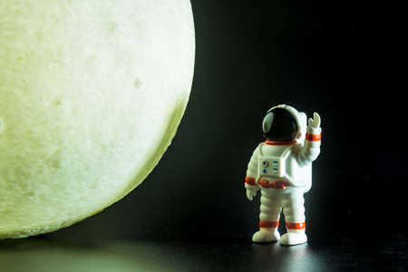 The Astronaut man on the moon.Space explorer concept.