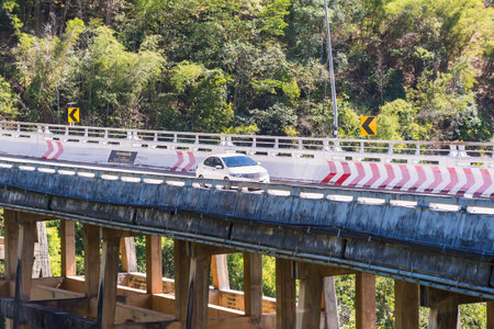 Phetchabun, Thailand - November, 29, 2020 : Huay Tong Bridge connecting North and Northeast....