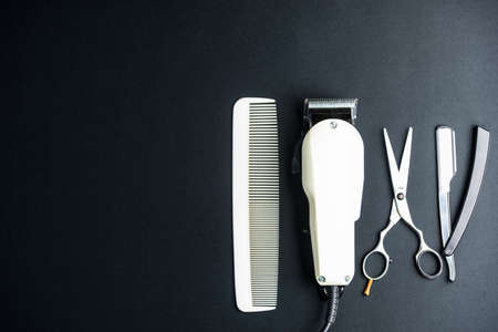 Stylish Professional Barber Scissors, Hair Cutting and Thinning.Hairdressing concept.Beauty concept.Beauty tools conceptの写真素材