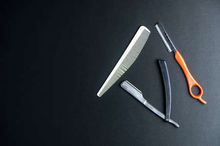 Stylish Professional Barber Scissors, Hair Cutting and Thinning.Hairdressing concept.Beauty concept.Beauty tools conceptの写真素材