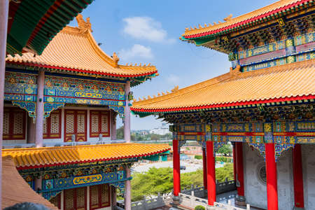Nonthaburi, Thailand- March 08, 2021 : Wat Borom Raja Kanchanapisek Anusorn, known as Wat Leng Noei Yi 2 is the Chinese Buddhist temple in Nonthaburi province.のeditorial素材