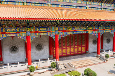 Nonthaburi, Thailand- March 08, 2021 : Wat Borom Raja Kanchanapisek Anusorn, known as Wat Leng Noei Yi 2 is the Chinese Buddhist temple in Nonthaburi province.のeditorial素材