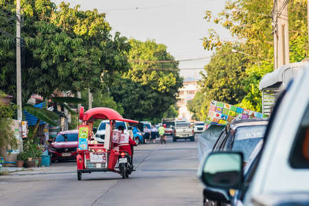 Bangkok, Thailand- March 01, 2021 : Wall's IceCream,Wall's IceCream on motorcycle.That the motorcycle sells ice cream wall in  the village at Bangkok, Thailand.のeditorial素材