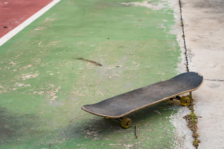 Close up surf skate or skateboard at park sunsetの写真素材