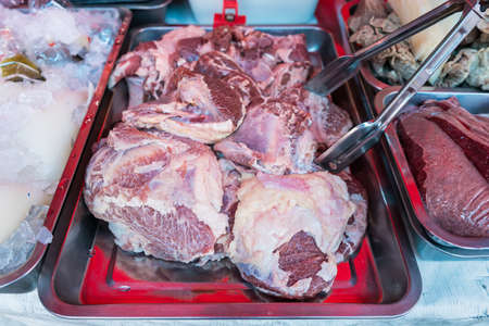 Fresh beef in the market.Thailand.の写真素材
