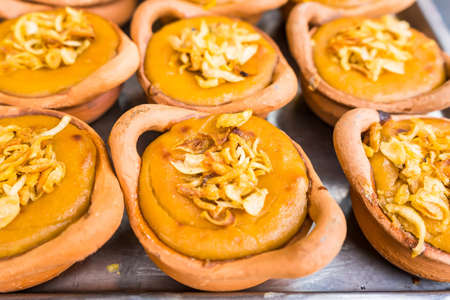 Thai Custard Cake.Baked Thai Custard, a wonderful dessert selling in market.