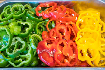 Fresh bell peppers in a grilled buffet restaurant in Thailand
