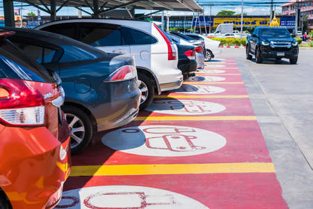 Bangkok, Thailand - May, 22, 2021 : Family car parking at a Tesco Lotus Department Store at Bangkok, Thailandのeditorial素材