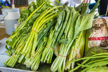 Bangkok, Thailand-June, 05, 2021:Supermarket on mobile truck or pickup truck,dealer,delivery shopping.Fresh vegetables,fruits and everything food in packaging in plastic bag and hanging for customers to buy,Bangkok, Thailandの写真素材