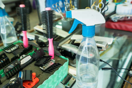 Bangkok, Thailand-June, 11, 2021: the equipement of the barber at Bangkok, Thailand.のeditorial素材
