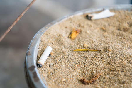 Bangkok, Thailand -July , 15, 2021 : Cigarette butts. Smoking is bad for your health at Bangkok, Thailand.のeditorial素材