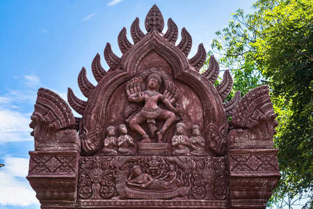 The arch is made of sandstone sculpture of the Lord Narai.