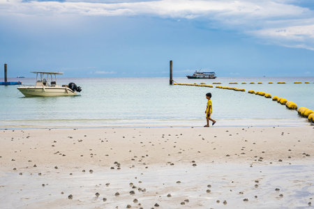 Chon Buri, Thailand - October, 02, 2021 : Nual beach on Koh Larn, Chon Buri, Thailand.のeditorial素材