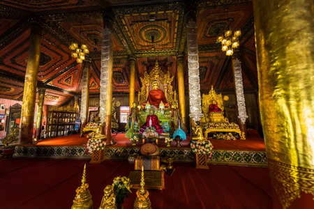 Phayao, Thailand - January, 09, 2022 : Myanmar Buddha Statue in Church of Wat Nantaram or Nantaram Temple at Phayao Thailand.のeditorial素材