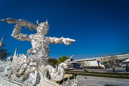 Chiang Rai, Thailand - January, 09, 2022 :Famous Thailand temple or grand white church Call Rong Khun Temple,at Chiang Rai province, northern Thailand.のeditorial素材