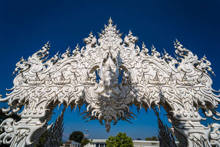 Chiang Rai, Thailand - January, 09, 2022 :Famous Thailand temple or grand white church Call Rong Khun Temple,at Chiang Rai province, northern Thailand.のeditorial素材