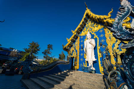 Chiang Rai, Thailand - January, 09, 2022 :  Thai traditional church is the art of Wat Rong Suea Ten at Chiangrai Thailand.のeditorial素材