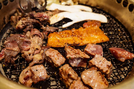 Japanese Beef Barbecue on Fire charcoal grillの写真素材