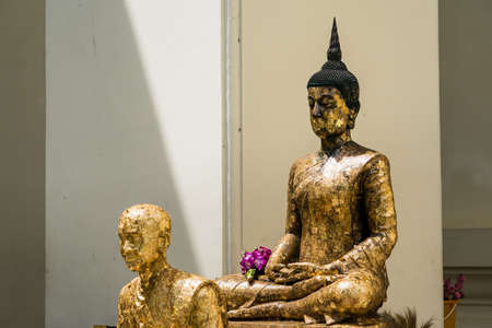 Buddha statue at Wat Chaiyo Warawithan temple, Angthong province, Thailand.の写真素材