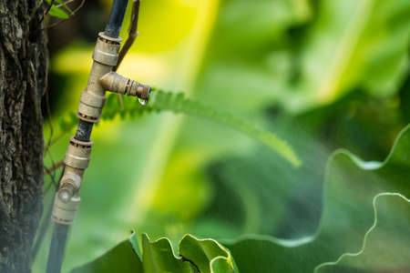 Mist nozzle water spraying system to make humidifier and cooling climate to reduce hot weather