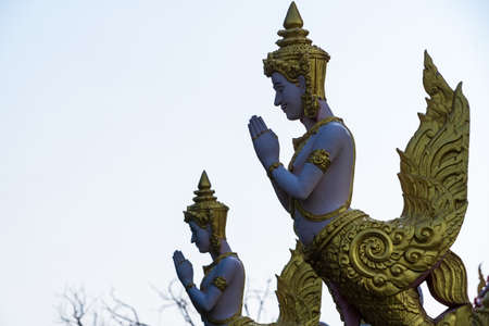 Bangkok, Thailand - April, 22, 2022 : Angel statue in temple at Bangkok, Thailand.のeditorial素材