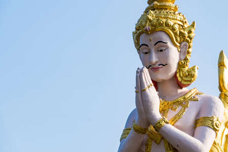 Bangkok, Thailand - April, 22, 2022 : Angel statue in temple at Bangkok, Thailand.のeditorial素材
