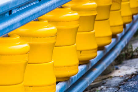 Plastic barriers blocking the road Thailand.の写真素材