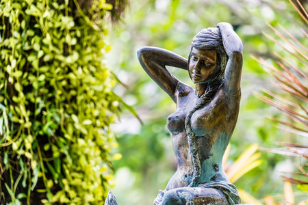 The statue is used to decorate the garden to be beautiful and natural.の写真素材