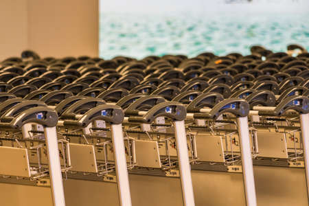 Phuket, Thailand - May, 07, 2022 : Baggage trolley in in Phuket Airport at Phuket, Thailand.のeditorial素材