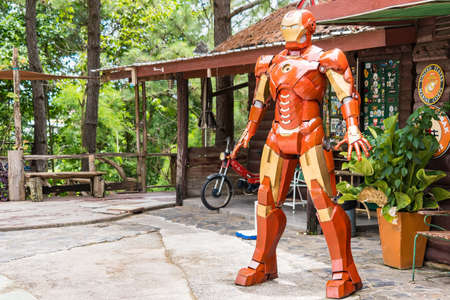 Phetchabun, Thailand - May, 07, 2021 : Iron Man model in coffee shop at Petchabun, Thailand.のeditorial素材