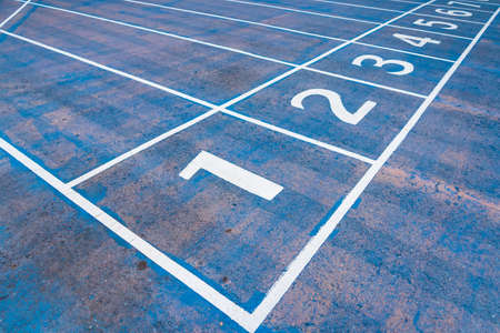 Starting line of blue running track