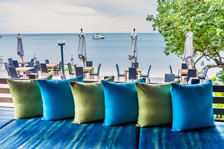 Comfortable pillow on sofa chair decorationのeditorial素材