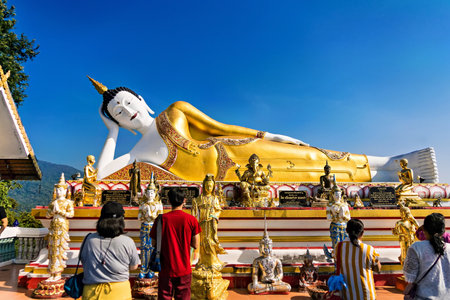 Chiang Mai, Thailand - December, 18, 2022 : Wat Phara That Doi Kham the most famous and important temple at chiang mai thailand.のeditorial素材