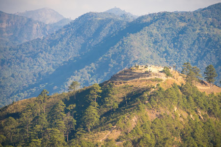 Panoramic Landscape view of the sky and mountains in northern Thailand.の写真素材