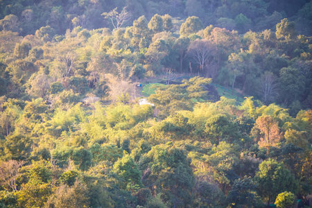 Panoramic Landscape view of the sky and mountains in northern Thailand.の写真素材