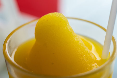 Glass of fresh Pineapple Smoothieの写真素材