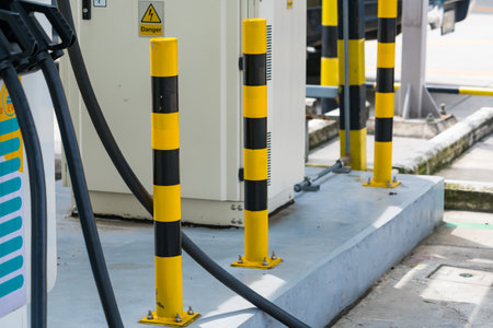 The vivid yellow and black safety posts are designed to grab attention and enhance safety awareness...