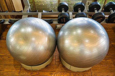 Chonburi, Thailand - November, 18, 2024: Spacious Fitness Room with Large Windows, Mirrors, and a Variety of Exercise Equipment at Chonburi, Thailand.のeditorial素材