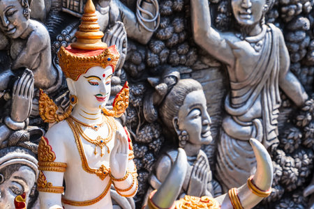 Chiang Mai, Thailand - January, 2026:Ancient Temple Sculpture: Capturing the intricate details of historical temple sculptures, evoking a sense of time, history, and cultural heritage.の写真素材