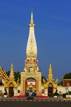 the gate of Pagoda Buddhist decorative made from painted and gildの写真素材