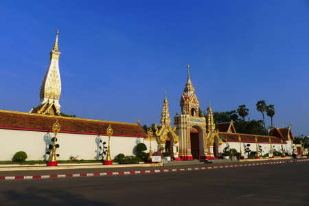 the gate of Pagoda Buddhist decorative made from painted and gildの写真素材