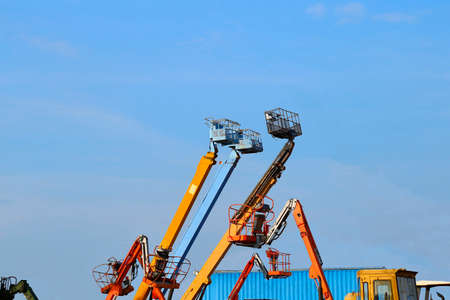 The hydraulic telescopic boom lift,Thailandの写真素材